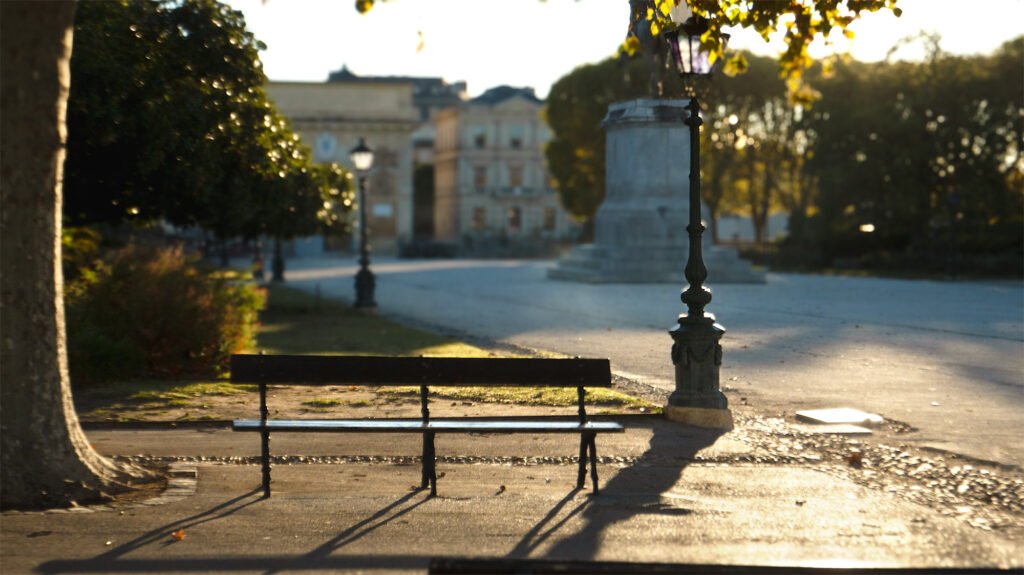 montpellier, jardin du peyrou au matin
