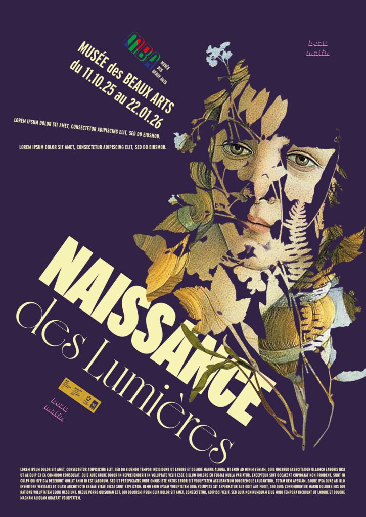 affiche exposition du musée des beaux arts fond violet