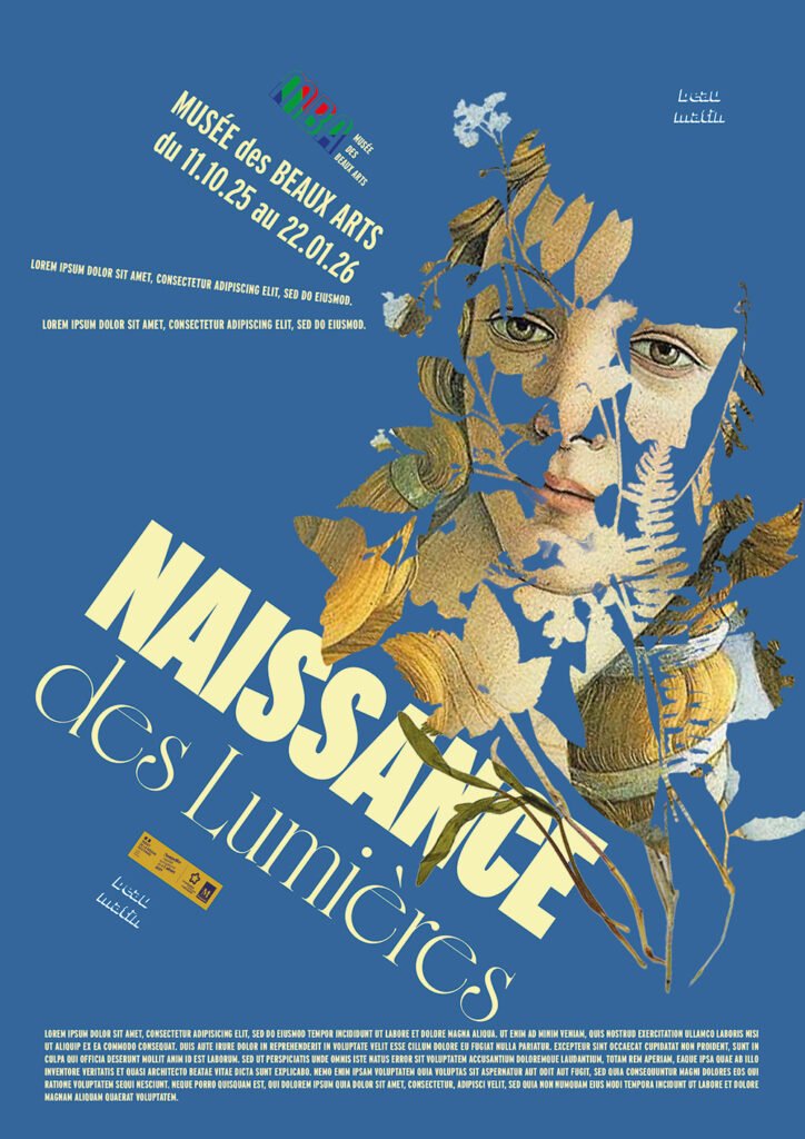 affiche exposition du musée des beaux arts fond bleu