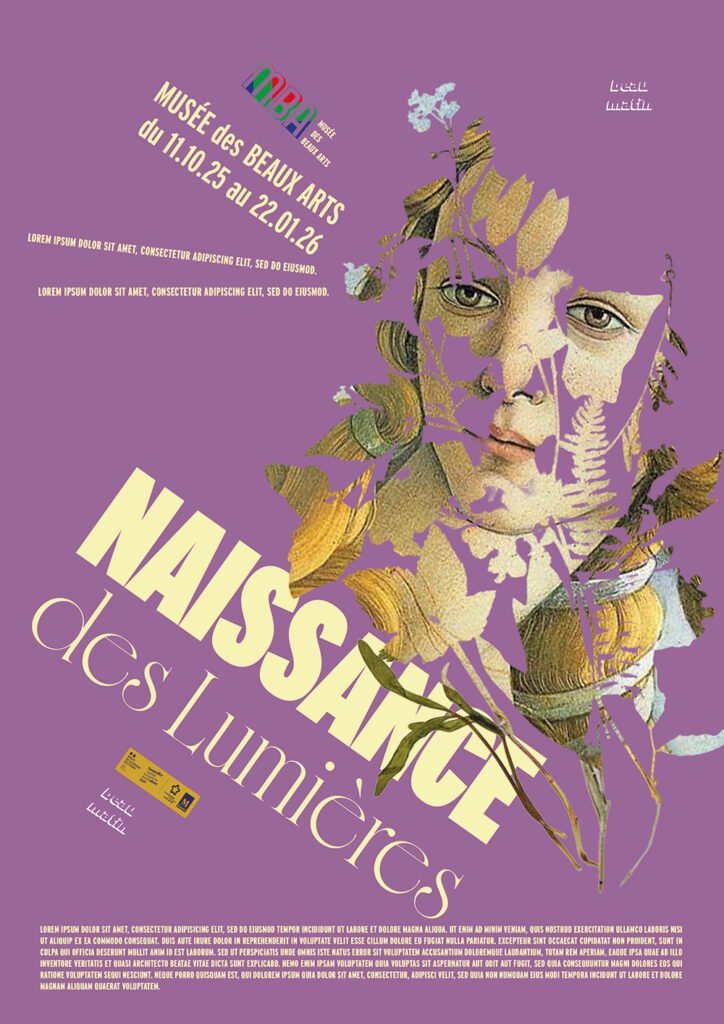 affiche exposition du musée des beaux arts fond rose
