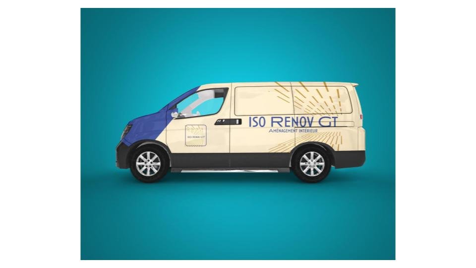 habillage de van aux couleurs de l'entreprise de rénovation iso renov gt 2